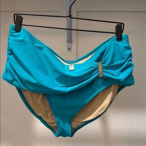 Swim by Cacique Turquoise High-Waisted Bikini Bottom Size 18